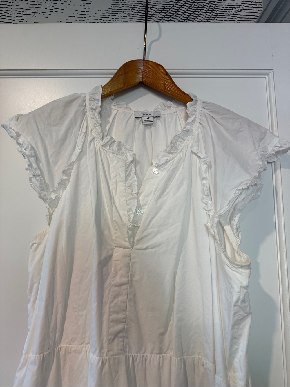 Othilia Anthropologie Gwyneth Ruffled White tiered dress Size L - Picture 5 of 6